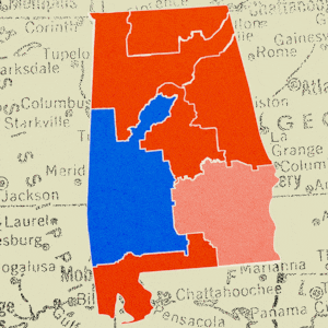 illo illustration of two congressional maps of Alabama fading back and forth