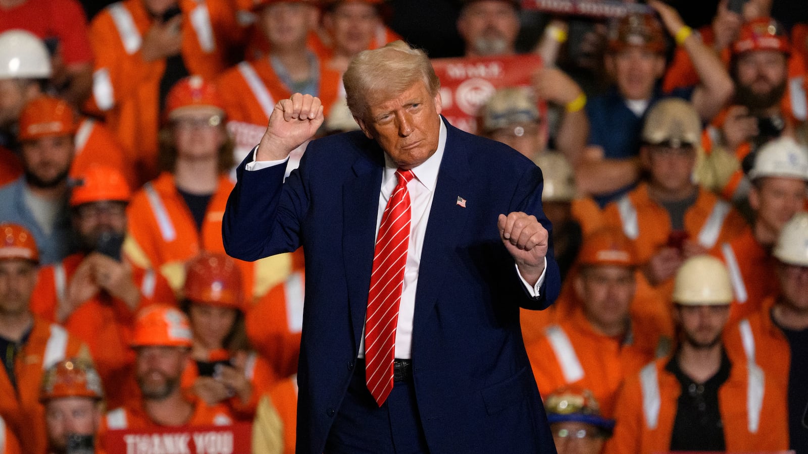 U.S. President Donald Trump speaks during a rally at the US Steel-Irvin Works on May 30, 2025 in West Mifflin, Pennsylvania.