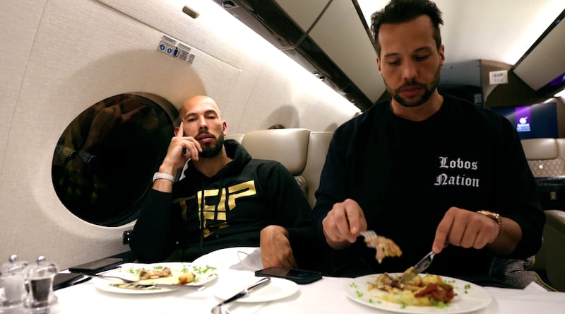 The Tate brothers on their private jet.