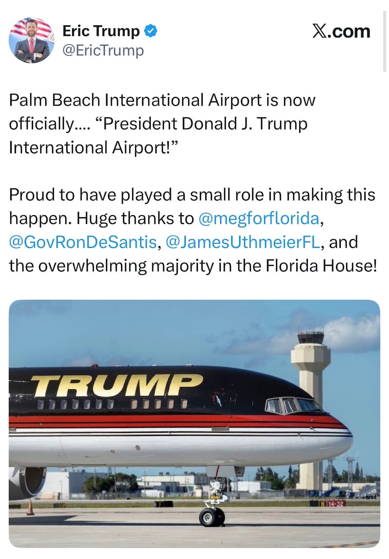 Eric Trump tweet