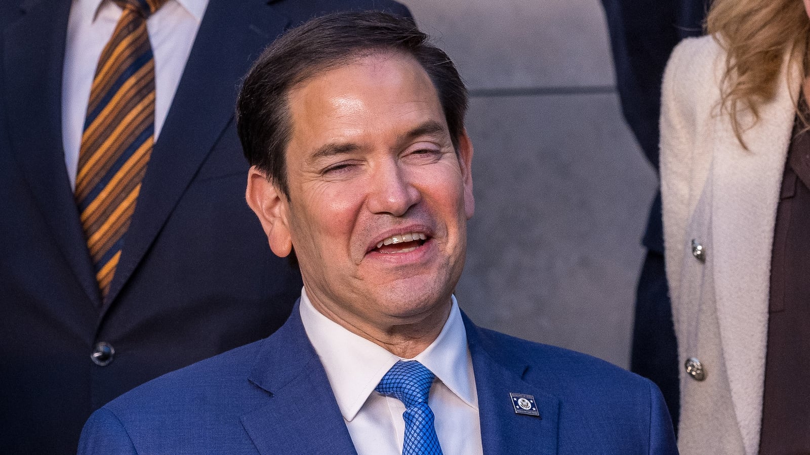 BRUSSELS, BELGIUM - APRIL 03: United States Secretary of State Marco Rubio (L) speaks with David Lammy (R), British Foreign Secretary, before posing for the official press photo during the NATO foreign affairs ministers' meeting at the NATO Headquarters on April 03, 2025 in Brussels, Belgium. NATO Foreign Ministers are gathering in Brussels for a two-day summit to discuss security priorities, including defense investment and solutions to reaching a lasting peace for Russia's war in Ukraine. The summit comes amid fresh tensions between the US and NATO allies over the policies of US President Donald Trump, including a new raft of tariffs announced on Wednesday. (Photo by Omar Havana/Getty Images)