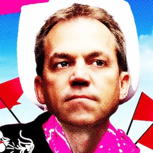 Kristi and Bryon Noem dressed as dolls.