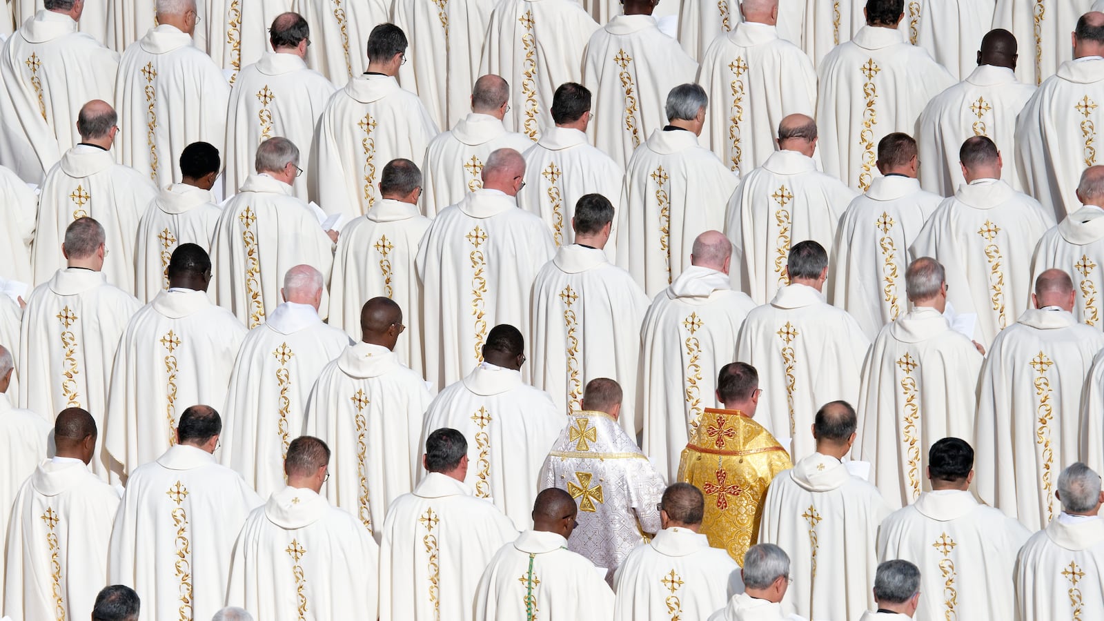 Priests and bishops attend a Holy Mass led by Pope Francis at the opening session of the 16th Ordinary General Assembly of the Synod of Bishops in Vatican City, Vatican, on October 2, 2024. The official opening of the Second Session of the 16th Ordinary General Assembly of the Synod of Bishops takes place on October 2, 2024.