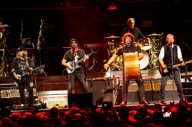 Nils Lofgren, Max Weinberg, Tom Morello, Jake Clemons and Bruce Springsteen and the E-Street Band.