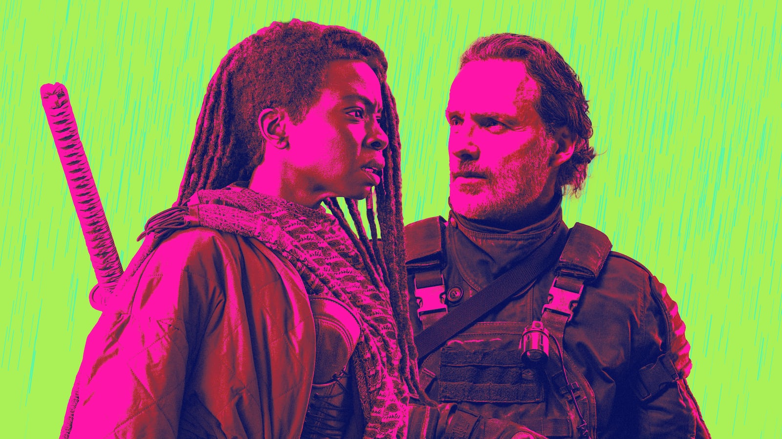 Danai Gurira and Andrew Lincoln in The Walking Dead.