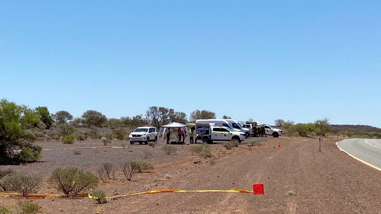 A view shows the area where a radioactive capsule was found, near Newman, Australia, on Feb. 1, 2023.