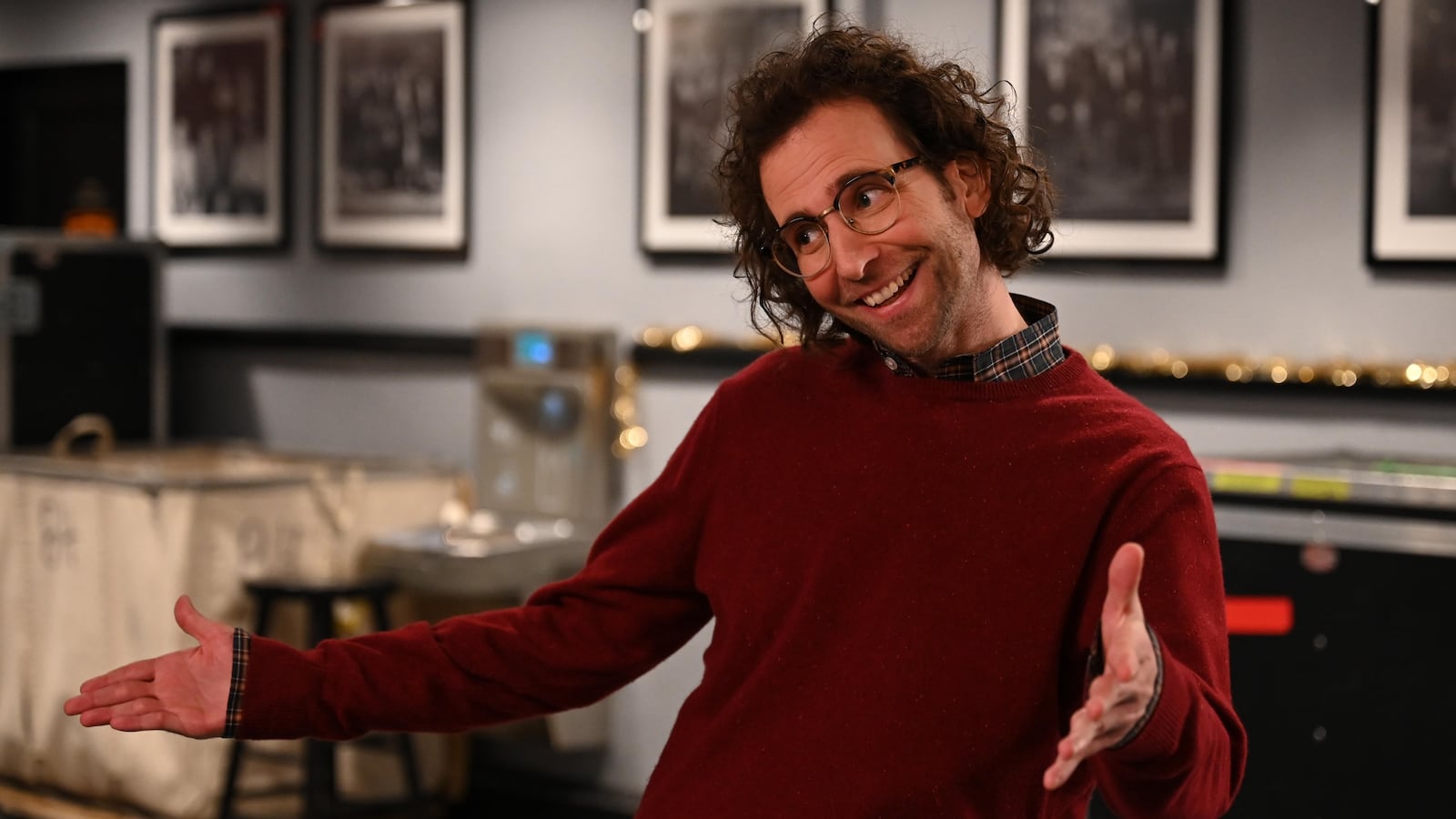 SATURDAY NIGHT LIVE -- Billie Eilish Episode 1813 -- Pictured: Kyle Mooney during the Kyles Holiday sketch on Saturday, December 11, 2021 -- (Photo by: Tiffany Franco/NBC/NBCU Photo Bank via Getty Images)