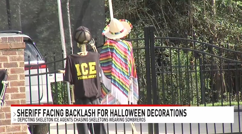 Halloween decorations at Mobile Sheriff Paul Burch's house, via NBC15 News.