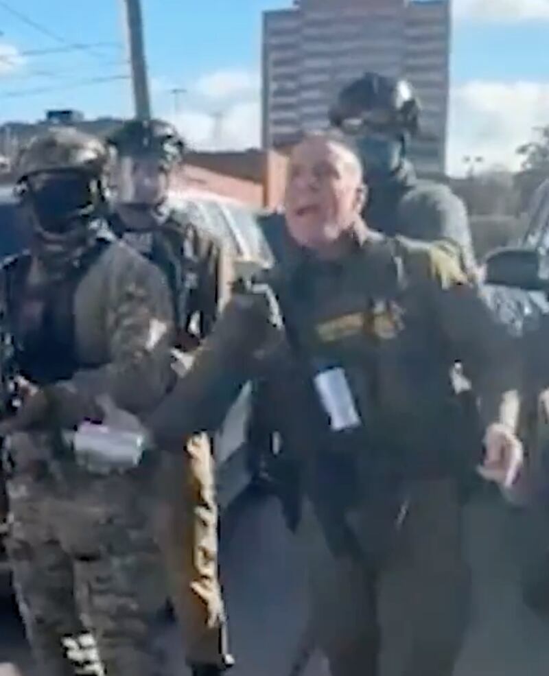 Border Patrol Chief Greg Bovino throws tear gas in Little Village, Chicago, Illinois. Chicago Headline Club lawsuit