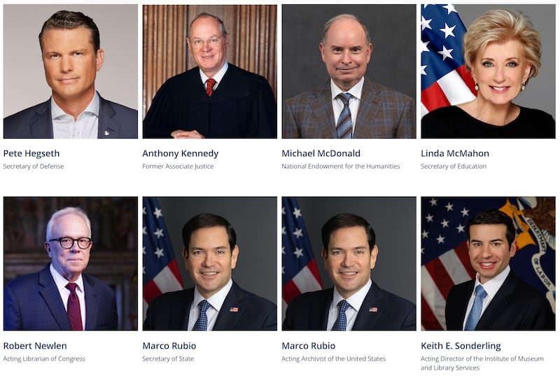 So good they named him twice! Marco Rubio and Marco Rubio are ex officio members of the America250 organization usurped by Donald Trump's Freedom 250.