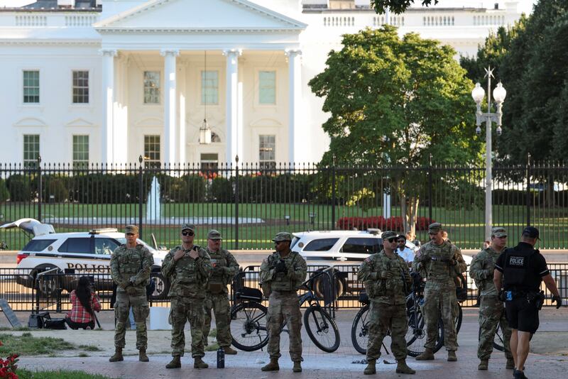 National Guard soliders outside the White House