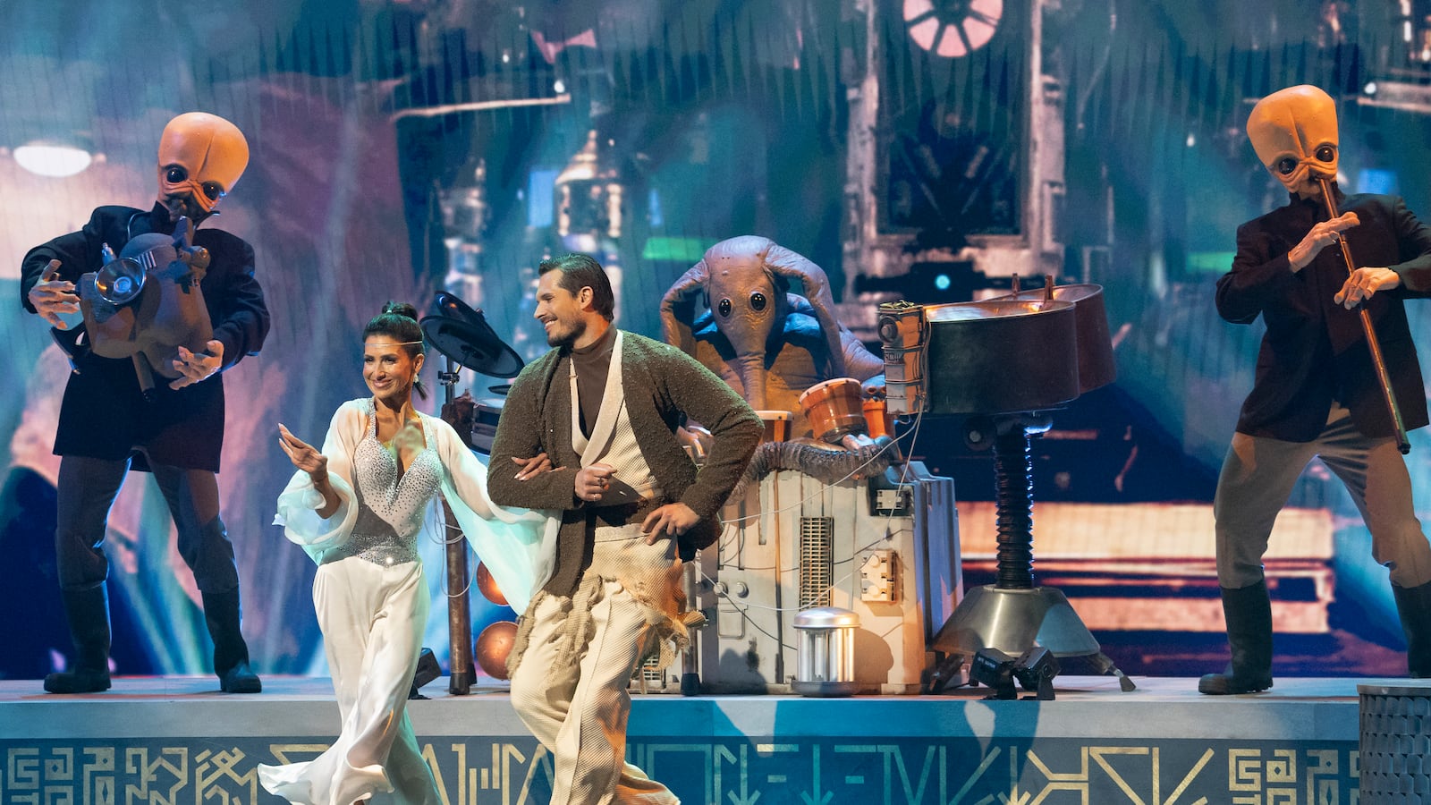 DANCING WITH THE STARS - "Disney Night" - It's the most enchanting night of the season as "Dancing with the Stars" celebrates the spirit of Disney, in honor of the Disneyland Resort 70th Celebration. The 11 remaining couples take the ballroom on a wondrous journey, dancing to songs inspired by beloved Disney films and attractions. TUESDAY, OCT. 7 (8:00-10:00 p.m. EDT) on ABC. (Disney/Eric McCandless)
HILARIA BALDWIN, GLEB SAVCHENKO (Photo by Eric McCandless/Disney via Getty Images)