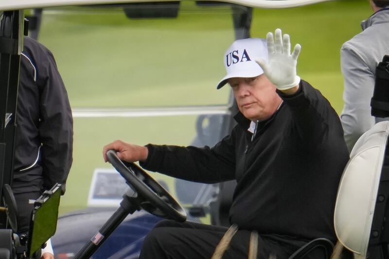 , according to the Donald Trump Golf Tracker.TURNBERRY, SCOTLAND - JULY 26: U.S. President Donald Trump plays golf at Trump Turnberry golf course on July 26, 2025 in Turnberry, Scotland. U.S. President Donald Trump is visiting his Trump Turnberry golf course, as well as Trump International Golf Links in Aberdeenshire, during a brief visit to Scotland from July 26 to 29. (Photo by Christopher Furlong/Getty Images)