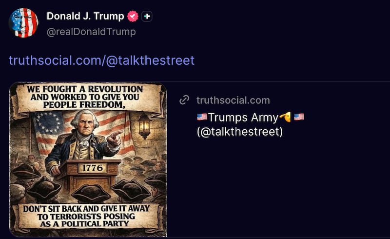The customary AI slop in Trump’s late-night messaging blitz.
