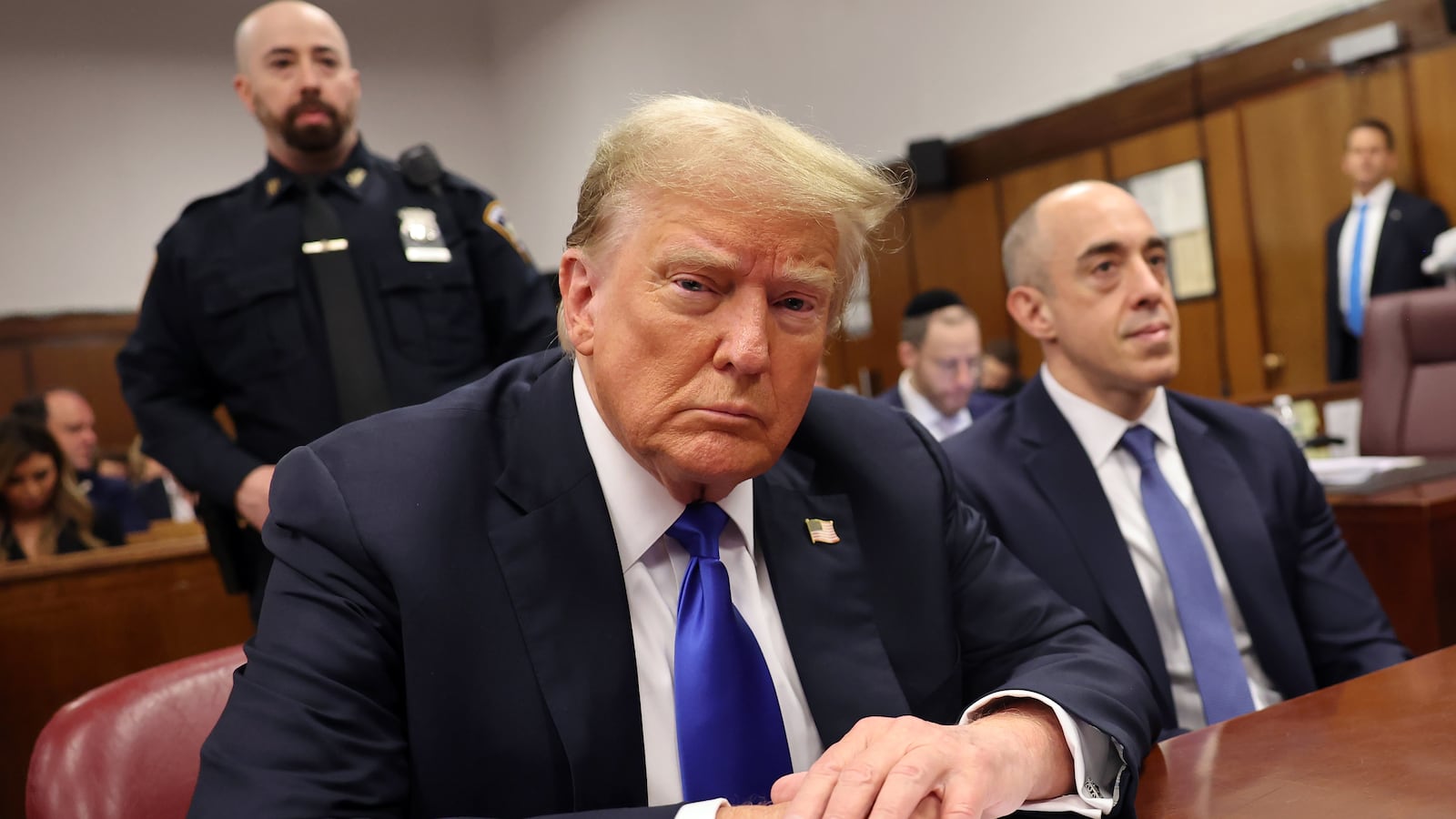 NEW YORK, NEW YORK - MAY 30: Former U.S. President Donald Trump sits in the courtroom during his hush money trial at Manhattan Criminal Court on May 30, 2024 in New York City. The second day of jury deliberations in the hush money trial of the former president are underway. Michael Cohen's $130,000 payment to Stormy Daniels is tied to former U.S. President Trump's 34 felony counts of falsifying business records in the first of his criminal cases to go to trial. (Photo by Michael M. Santiago/Getty Images)