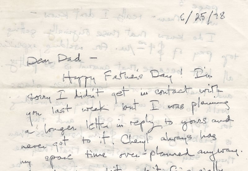 A letter Reeves Johnson had written to his father about Cheryl from 1978.