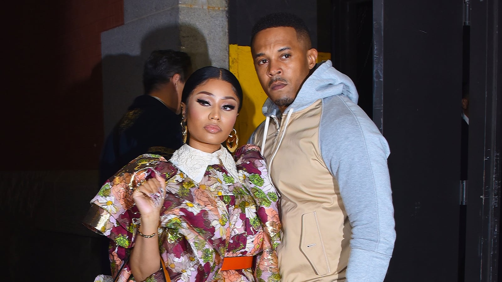 Nicki Minaj and husband Kenneth Petty seen at a Marc Jacobs NYFW event in Manhattan on Feb. 12, 2020, in New York City.