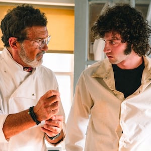 Antonio Banderas and Dominic Sessa.