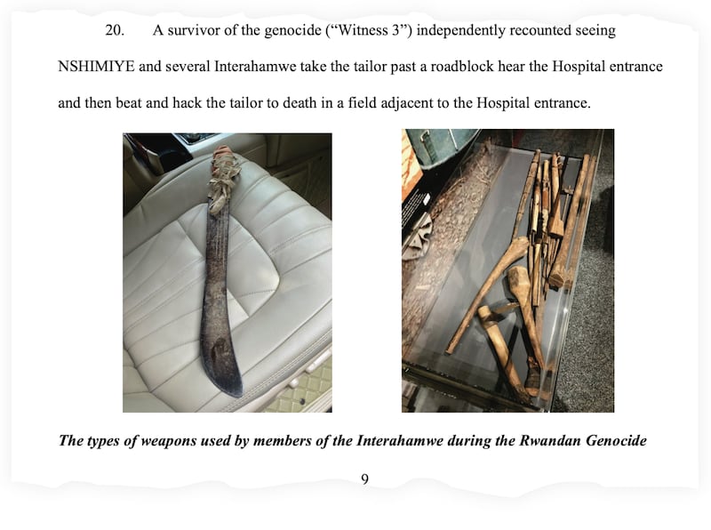 A snippet from the criminal complaint against Eric Tabaro Nshimiye.