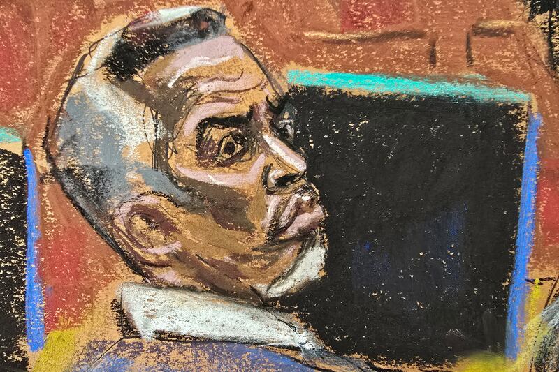 Sean "Diddy" Combs watches during cross examination of Cassie Ventura's friend Bryana Bongolan