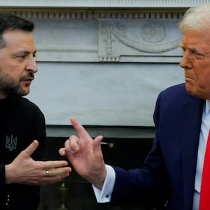 U.S. President Donald Trump spars with Ukrainian President Volodymyr Zelensky during a meeting at the White House in Washington, D.C. on February 28, 2025.