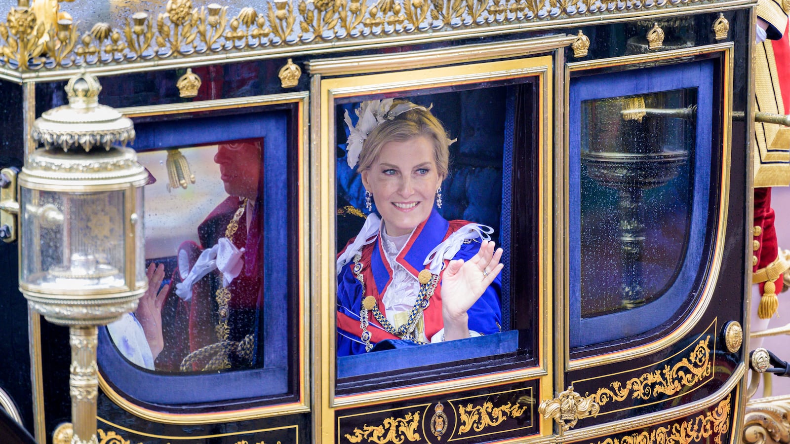 Sophie, Duchess of Edinburgh, travels in a carriage from Westminster Abbey following Britain’s King Charles’ coronation ceremony, in London, Britain, May 6, 2023.