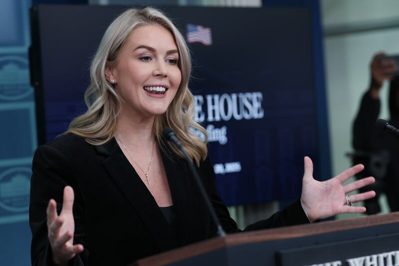 White House Press Secretary Karoline Leavitt denied Donald Trump was calling for the execution of six Democratic lawmakers after the president reposted "HANG THEM" on Truth Social.