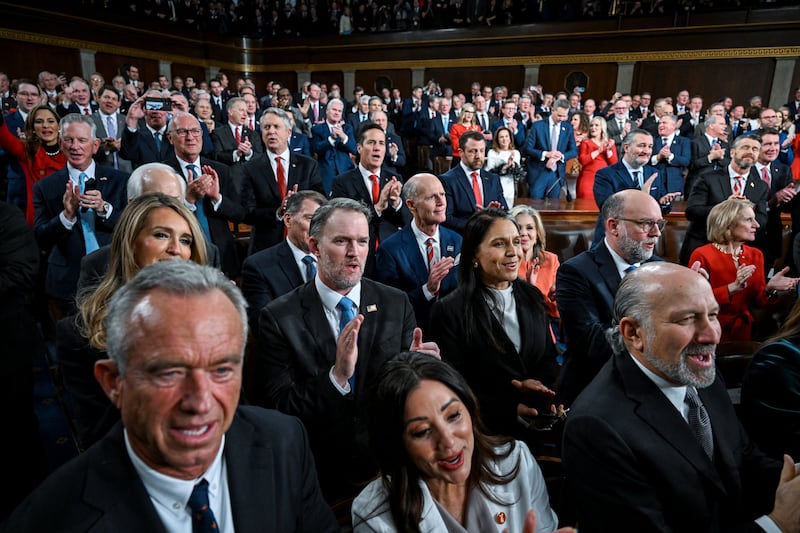 Kennedy, Gabbard (second row), and Lutnick at Trump's State of the Union address in February. Wolff said all three could be fired in a matter of weeks.