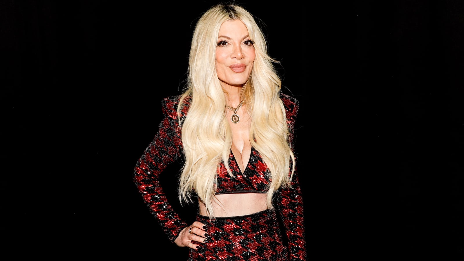 Tori Spelling at iHeartRadio Jingle Ball held at the Kia Forum on December 1, 2023 in Los Angeles, California. (Photo by River Callaway/Variety via Getty Images)