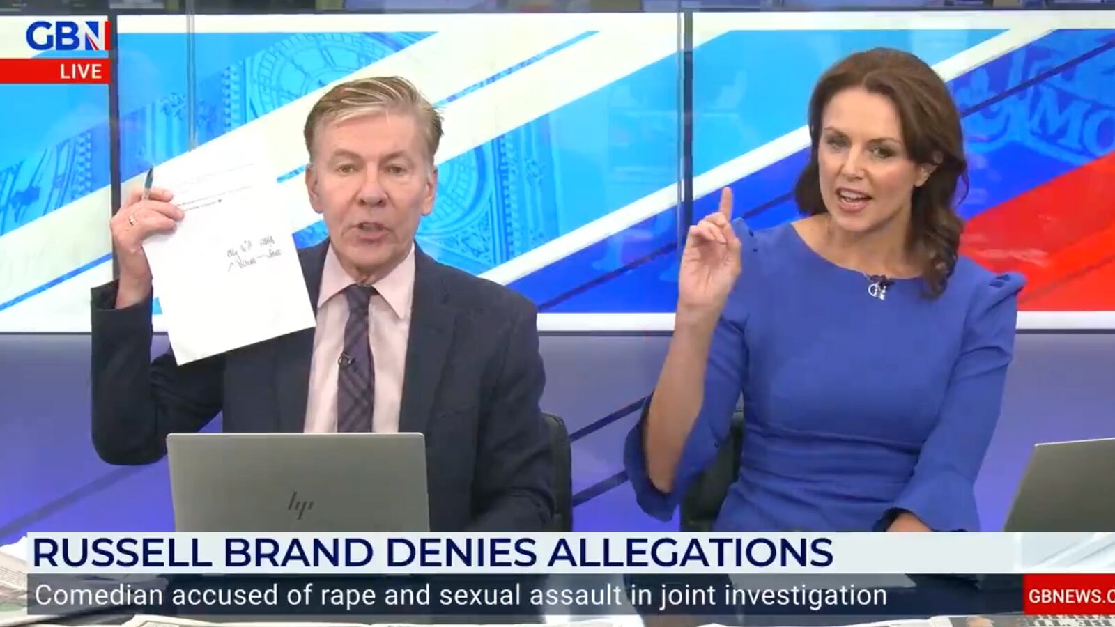 Andrew Pierce confronts Beverley Turner live on TV.