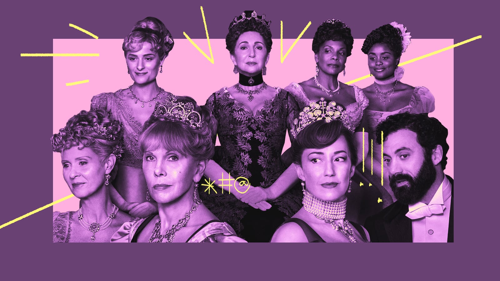 A photo illustration of the cast of The Gilded Age