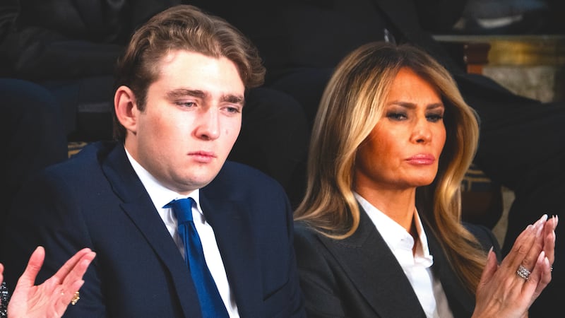 Barron Trump and his mother First Lady Melania Trump attend President Donald Trump’s State of the Union address