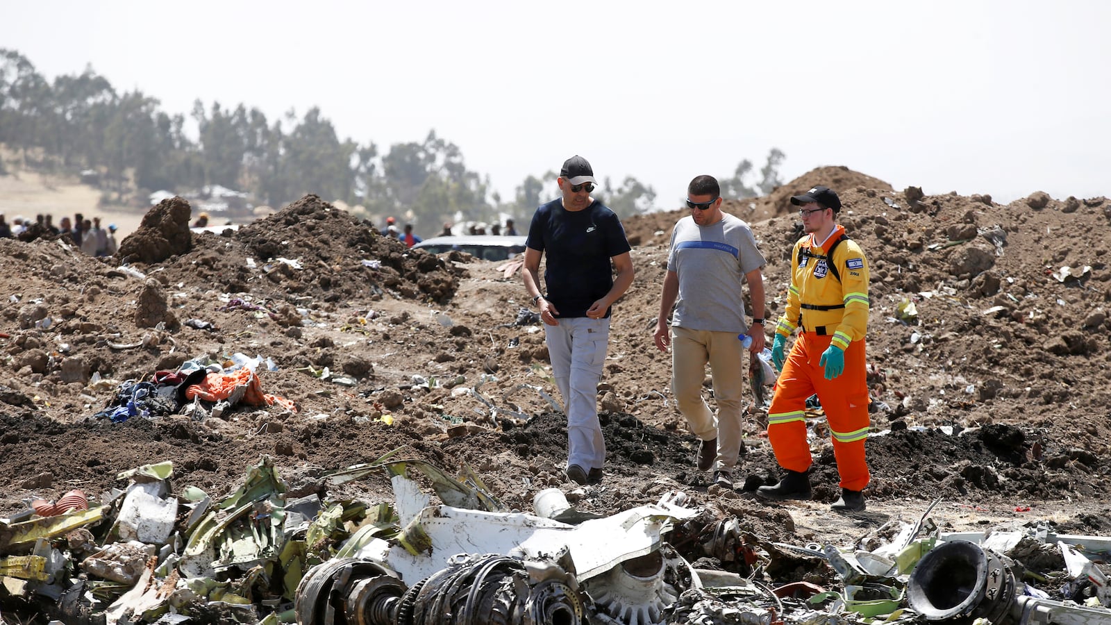 A debris field after a plane crash