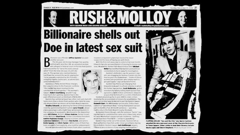 A New York Daily News article from Dec. 20, 2009 about Jeffrey Epstein paying out an accuser.