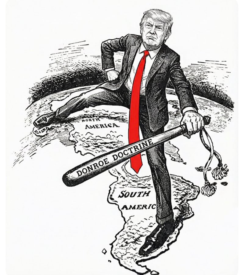 The image Trump's rapid response team has pushed out to assert his dominance over the Western Hemisphere.