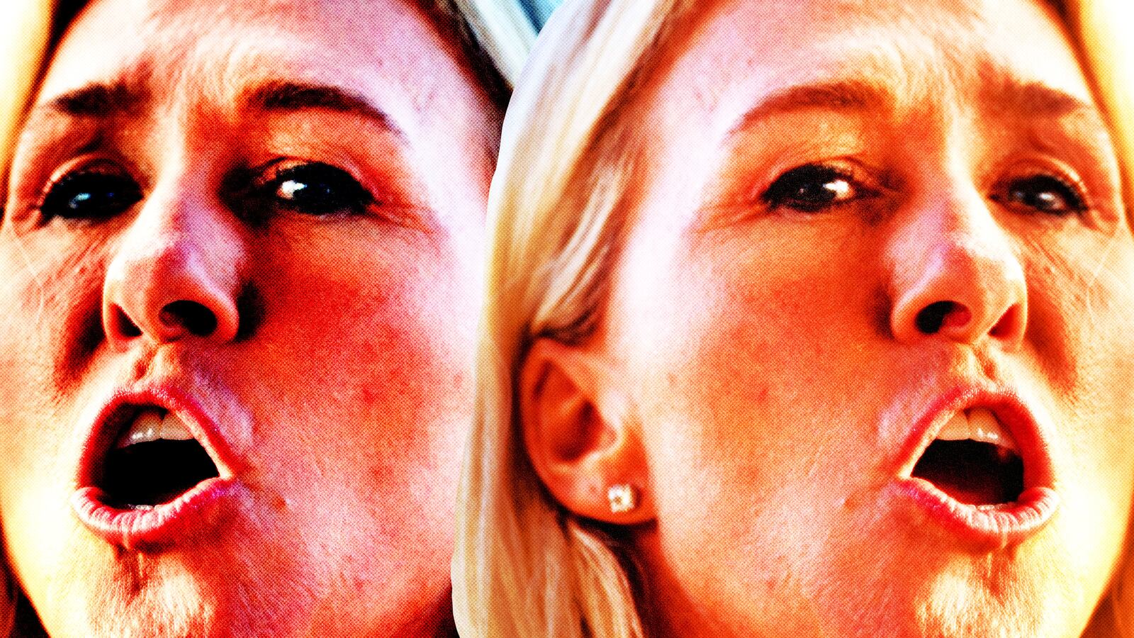 Marjorie Taylor Greene facing left and right