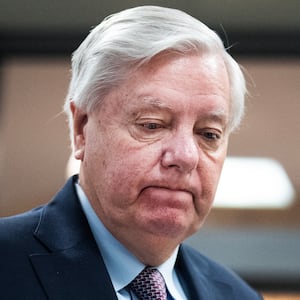 UNITED STATES - FEBRUARY 20: Sen. Lindsey Graham, R-S.C., is seen in the Russell building subway before a vote on Thursday, February 20, 2025. (Tom Williams/CQ-Roll Call, Inc via Getty Images)