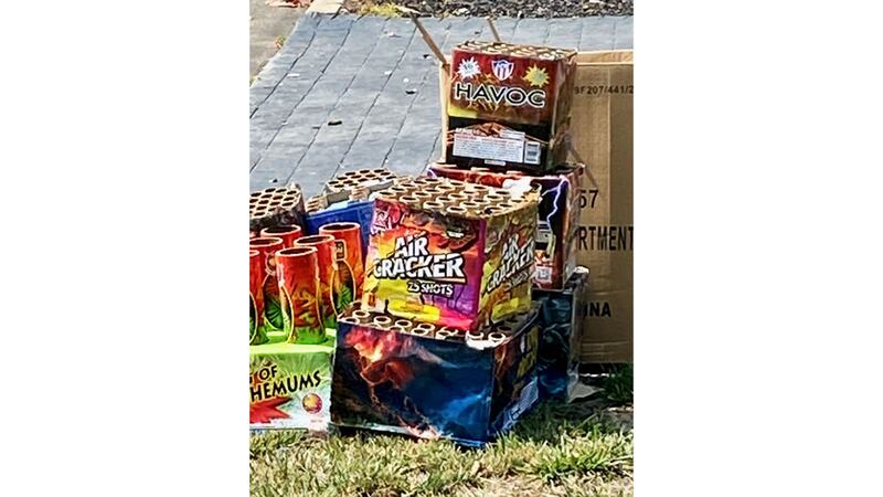 A photo allegedly depicting fireworks in front of Licata and Antonelli's home after they set off fireworks.