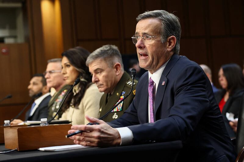 CIA Director John Ratcliffe testifies before a Senate Intelligence Committee hearing on Capitol Hill in Washington, D.C., U.S., March 18, 2026.  REUTERS/Kevin Lamarque