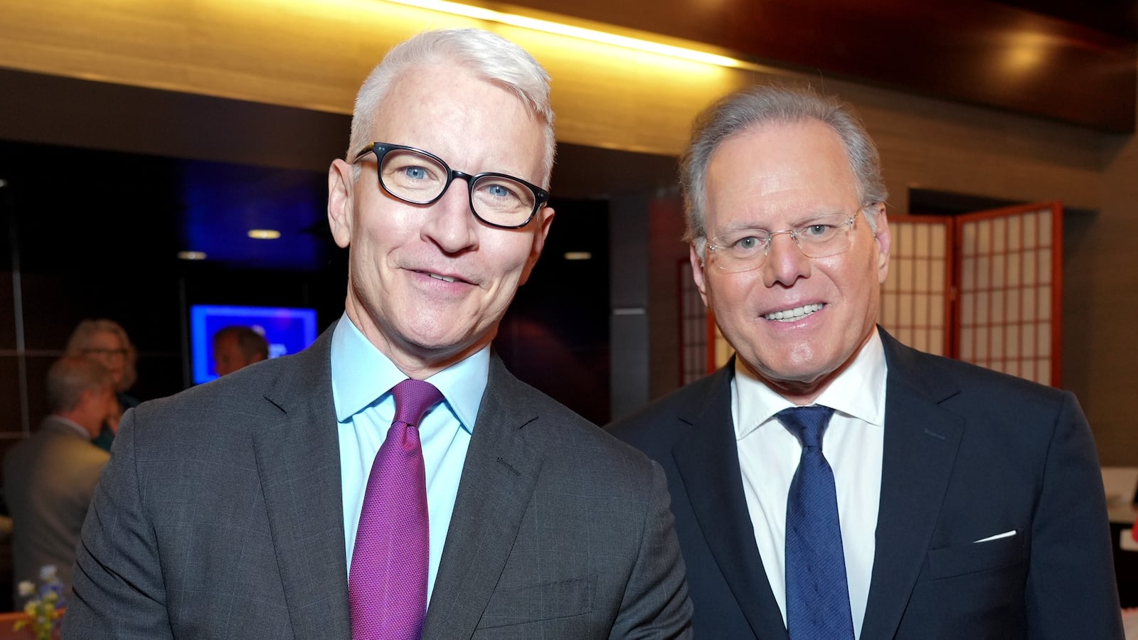 NEW YORK, NEW YORK - MAY 18: (L-R) Anderson Cooper of CNN’s Anderson Cooper 360° and David Zaslav, CEO, Warner Bros. Discovery attend the Warner Bros. Discovery Upfront 2022 arrivals on the red carpet at The Theater at Madison Square Garden on May 18, 2022 in New York City. (Photo by Kevin Mazur/Getty Images for Warner Bros. Discovery)
