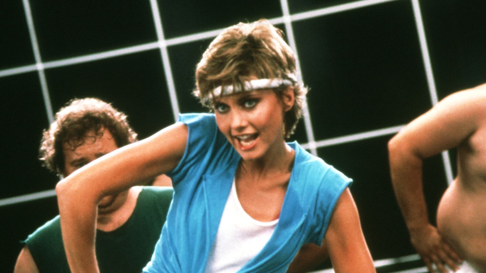 Olivia Newton-John performing in the music video for her single, 'Physical', 1981.