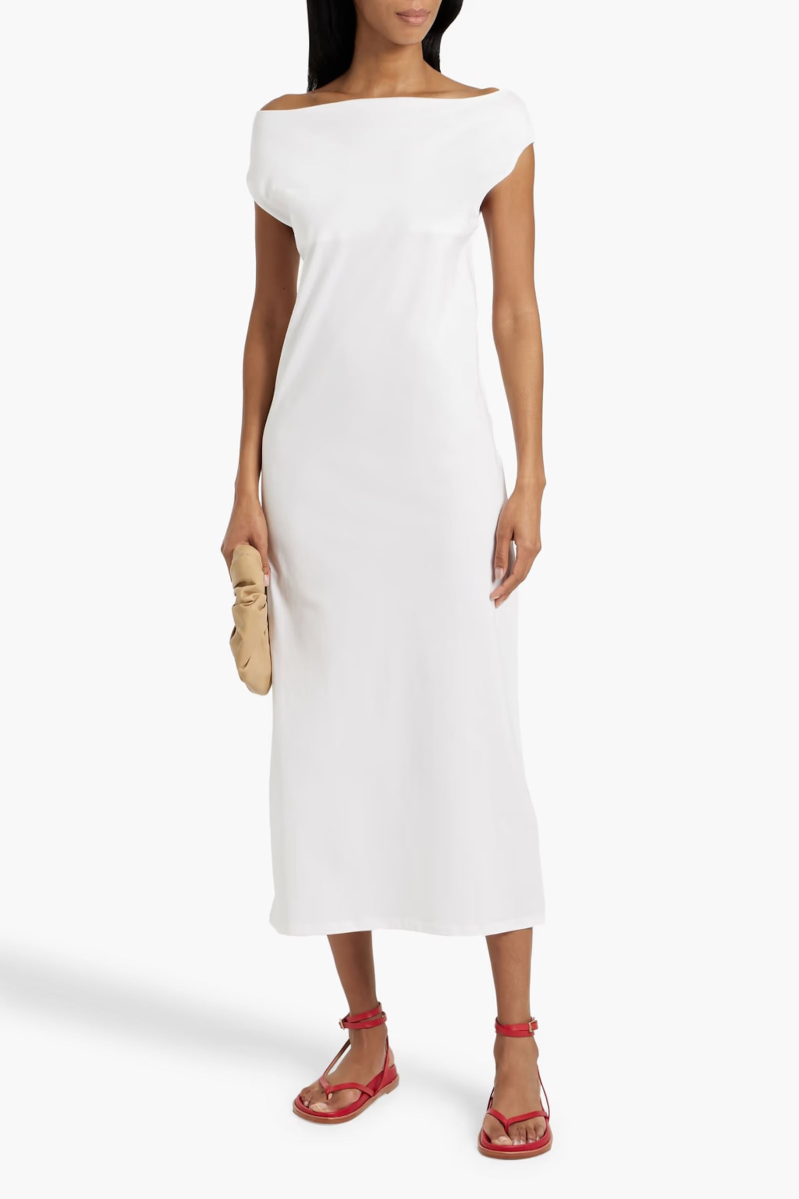 LOULOU STUDIO Martial off-the-shoulder Pima cotton-jersey midi dress on The Outnet