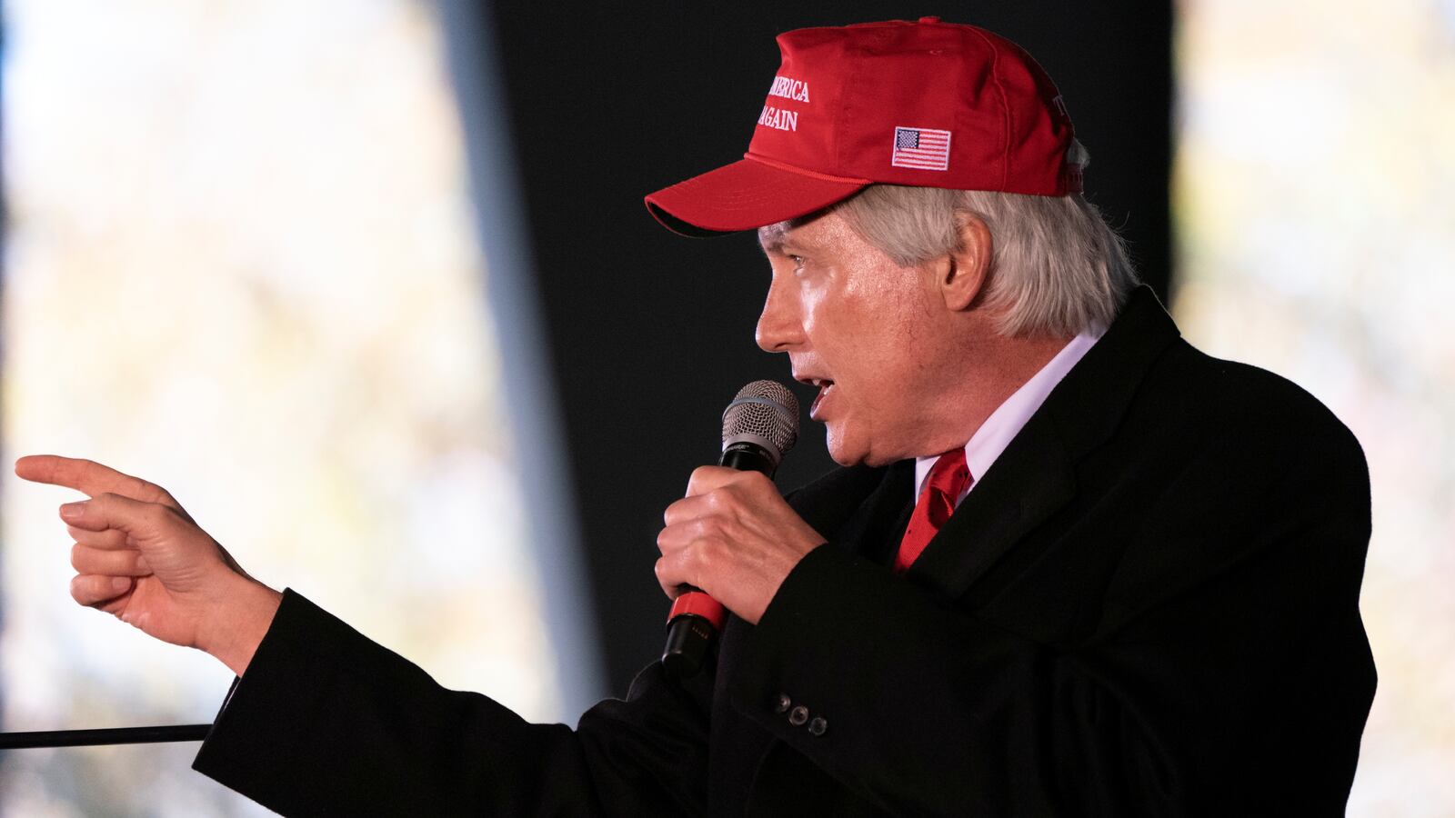 Attorney L. Lin Wood speaks during a press conference on election results in Alpharetta, Georgia