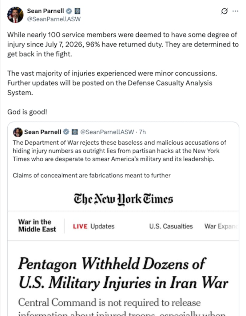 Parnell wrote a follow-up post about troops' injuries.
