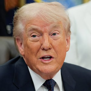 President Donald Trump speaks during an event to sign a memorandum in the Oval Office at the White House in Washington, D.C., U.S., May 5, 2026.