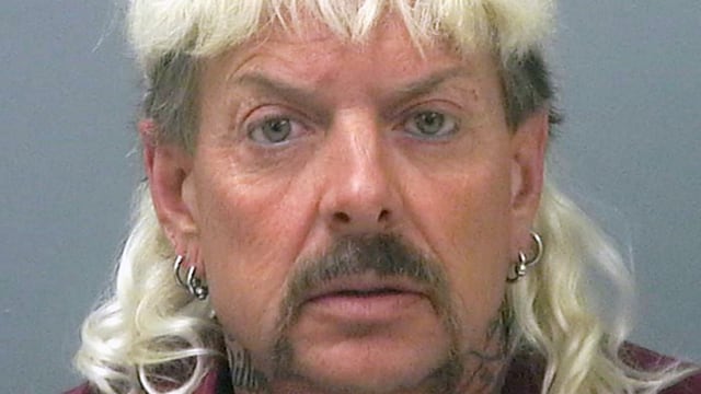 A mugshot of Joe Exotic.
