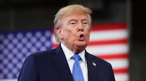 President Donald Trump arrives to deliver remarks on August 14, 2026 in Garden City, New York.