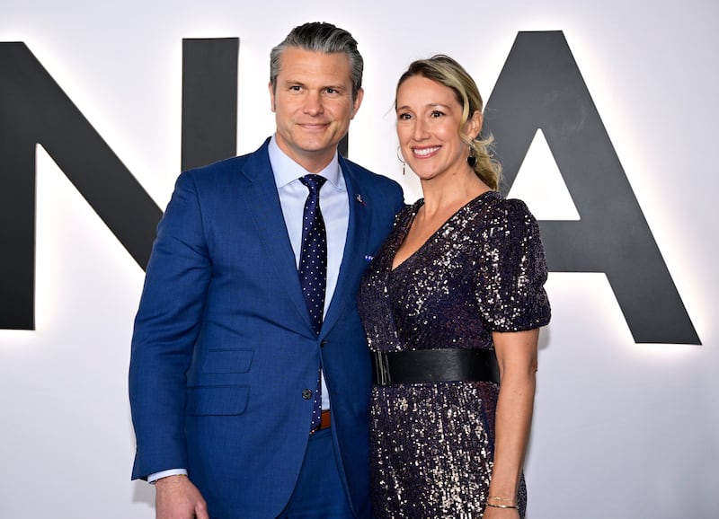 Pete Hegseth and Jennifer Rauchet at the Melania premiere.