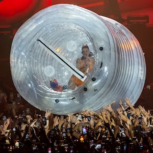 Katy Perry performs on the main stage of the Paleo Festival, in Nyon, Switzerland, Saturday, July 25, 2026.