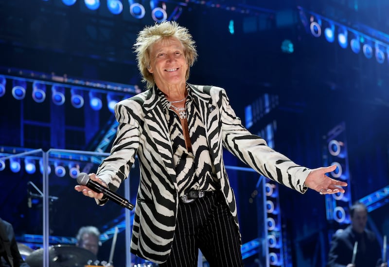 Rod Stewart performs last year during the FIREAID Benefit Concert for California Fire Relief in Inglewood.